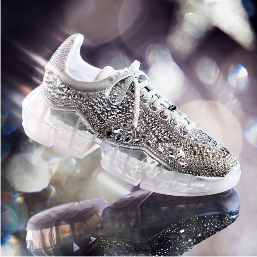 Like new Jimmy Choo Diamond/F Suede Sneaker Crystal Embellished $3,995 37